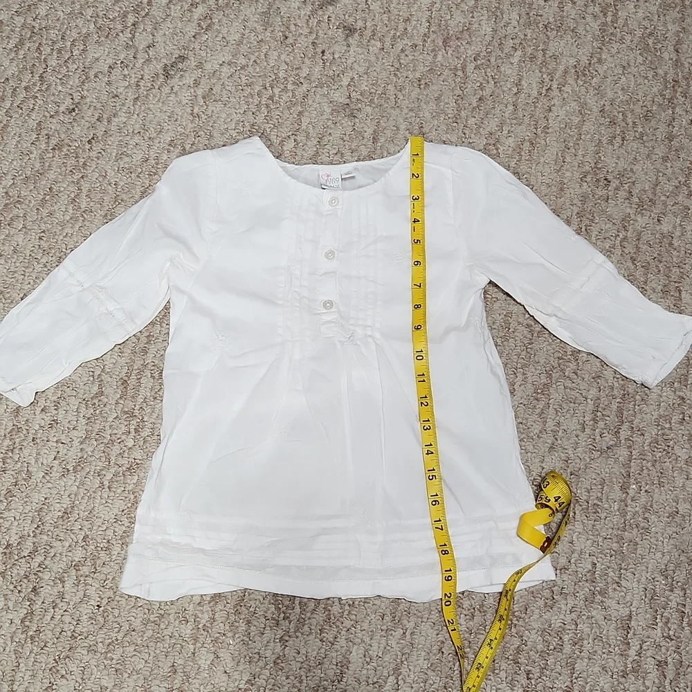 ☀️The Children's Place Quarter Sleeve White Blouse 7/8 Girls